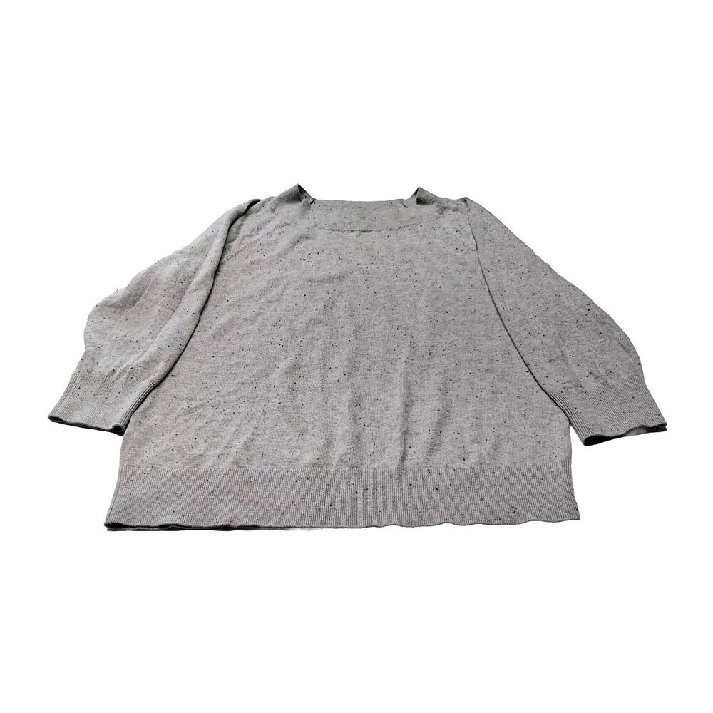 LOFT Outlet Women Medium Gray Black Dots Lightweight Dolman Sleeve Sweater Cute